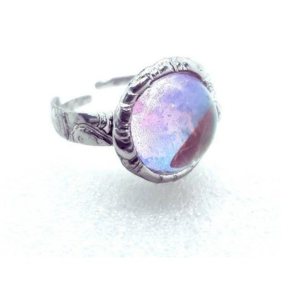 Rainbow orb Ring handmade adjustable Gothic metalwork - Picture 5 of 12